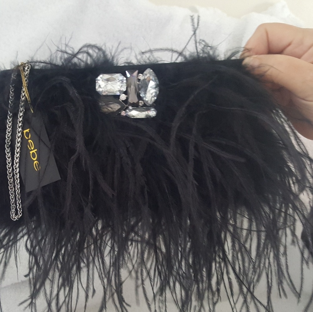 BEBE Feather Clutch